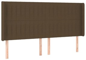 Cama box spring c/ colchão/LED 200x200cm tecido castanho-escuro