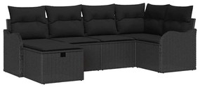 Conjunto de Sofá de Jardim vidaXL com Almofadas Preto Rattan Polipropi