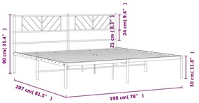 Estrutura de cama com cabeceira 193x203 cm metal preto