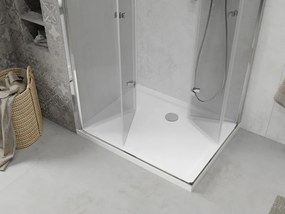 Mexen Lima Duo cabine de duche dobrável 80 x 70 cm, transparente, cromado + base de duche Flat - 856-080-070-01-02-4010