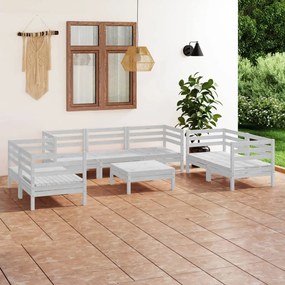 vidaXL 8 pcs conjunto lounge de jardim pinho maciço branco