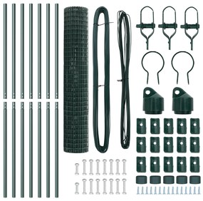 Cerca Euro com 7 Postes 1.6x10 m Aço Galvanizado Verde