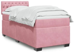 Cama com molas/colchão 90x200 cm veludo rosa