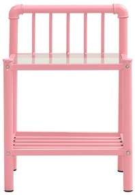 Mesas de cabeceira 2 pcs metal rosa e vidro transparente