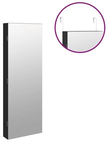 Móvel para joias de parede espelhado com luzes LED preto