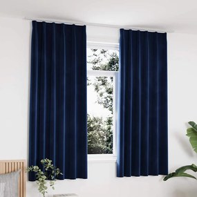 Cortinas blackout c/ ganchos 2 pcs 140x175cm veludo azul escuro