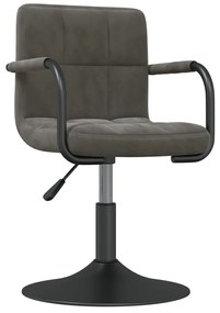 Cadeiras de jantar giratórias 2 pcs veludo cinzento-escuro