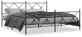 Estrutura de cama com cabeceira e pés 183x213 cm metal preto