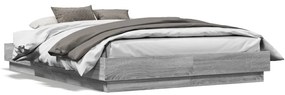 Estrutura de cama com luzes LED 120x190 cm cinzento sonoma