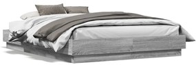 vidaXL Estrutura de cama com luzes LED 120x190 cm cinzento sonoma