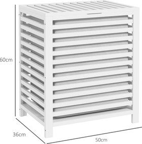 Cesto de Roupa Suja de Bambu Capacidade 55L com Bolsa Amovível Forma Retangular 50x36x60 cm Branco