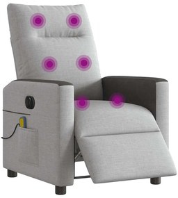 Poltrona massagens reclinável elétrica tecido cinzento-nublado