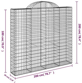 Cestos gabião arqueados 4pcs 200x30x180/200cm ferro galvanizado