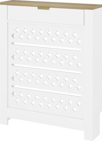 Tampa de radiador, cobertura de radiador com armário rebatível e prateleira superior, 78 x 19 x 95,5 cm, branco