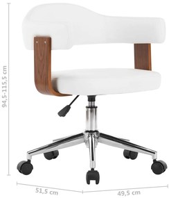 Cadeira jantar giratória madeira curvada/couro arti. branco