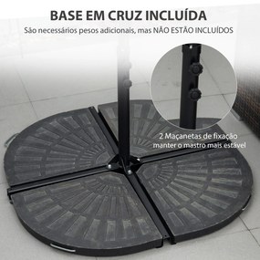 Outsunny Chapéu de Sol de Jardim Ø256x245cm Chapéu de Sol Excêntrico Rotação 360° com Abertura Manual e Base Cruzada para Pátio Varanda Exterior Bege