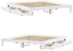 Cama sem colchão 200x200 cm madeira de pinho maciça branco