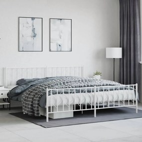 Estrutura de cama com cabeceira e pés 200x200 cm metal branco
