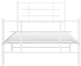 Estrutura de cama com cabeceira e pés 100x190 cm metal branco