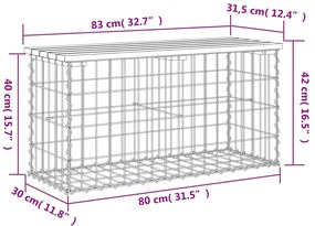 Banco de jardim c/ design gabião 83x31,5x42 cm pinho maciço