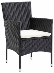 Conjunto de Jantar de Jardim de 5 Peças Preto em Rattan Sintético