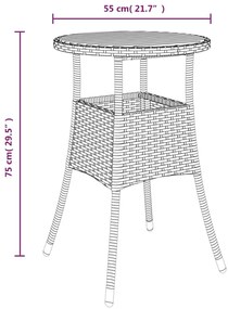 3 pcs conjunto bistrô de jardim c/ almofadões vime PE cinza