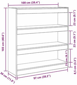 Cabide de Livros/Divisor de Ambientes em Carvalho Artesanal - 100x30x1