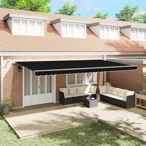 vidaXL Toldo Retrátil Automático com LED Preto 600x300 cm