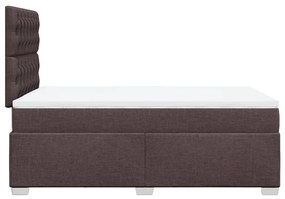 Cama boxspring com colchão 120x190 cm tecido castanho-escuro