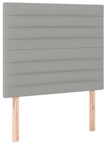 Cama box spring c/ colchão e LED 90x200 cm tecido cinza-claro