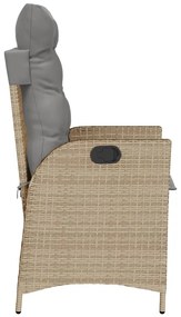 Cadeiras jardim reclináveis 2 pcs c/ almofadões bege misturado