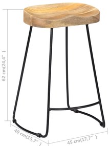 Bancos de bar Gavin 2 pcs madeira mangueira maciça