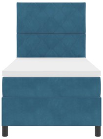 Cama Box Spring vidaXL com Colchão Azul Escuro Banqueta Veludo