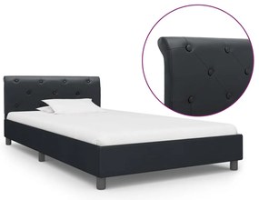 Estrutura de cama 90x200 cm couro artificial preto