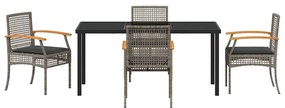 Conjunto de Jantar de Jardim 5 Peças com Almofadas em Rattan Sintético