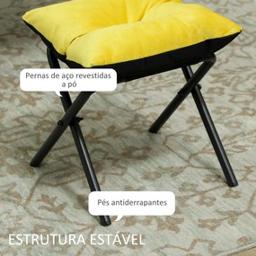 Poltrona Sala de Estar com Apoio para os Pés Poltrona Relax para Leitura com Bolsos Laterais 80x78x100 cm Amarelo