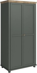 Roupeiro Tolnue 125, Verde escuro, Carvalho lefkas, 216x108x62cm, 92 kg, Portas para roupeiro: Com dobradiças, Número de prateleiras: 1, Número de prateleiras: 1