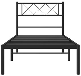 Estrutura de cama com cabeceira 100x190 cm metal preto