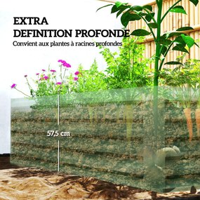 Floreira elevada em aço galvanizado 180 x 90 x 57,5 cm,, canteiro de jardim com fundo aberto,  verde