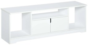 HOMCOM Móvel de TV para Televisores de até 42” Móvel de Sala de Estar Moderno com Armário de Dupla Porta e 3 Compartimentos Abertos 120x30x41cm Branco