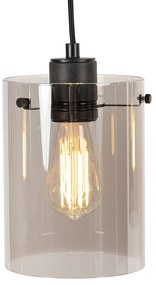 Candeeiro de suspensão inteligente preto com vidro fumê incl. 4 Wifi ST64 - Dome