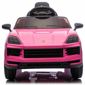 Carro elétrico para crianças Porsche Cayenne 12V com tração traseira – Licença oficial, bateria de lítio, comando remoto 2,4 GHz, leitor MP3, luzes LE