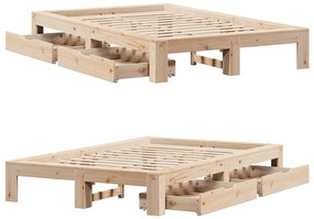 Cama sem colchão 135x190 cm madeira de pinho maciça