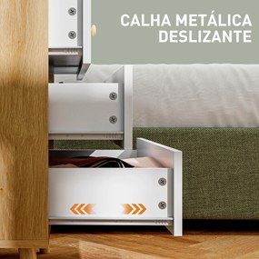 Comoda de 4 Gavetas com Puxadores de Madeira Cómoda Estreita para Sala Corredor 60x35x65 cm Madeira e Branco