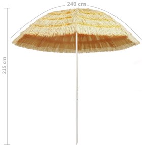 Guarda-sol de praia Natural 240 cm estilo havaiano