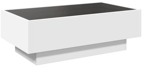 Mesa de centro c/ LEDs 90x50x30 cm derivados de madeira branco