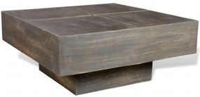 Mesa de centro quadrada em madeira de mangueira castanho escuro