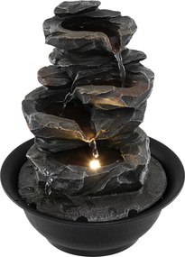 Fonte de mesa em cascata com bola de cristal giratória 21,5 x 26 cm, luz LED colorida, caudal ajustável, bomba silenciosa, decoração zen para casa e e