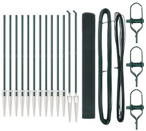 Conjunto de Poste de Cerca Conjunto de 2 Verde Metal e PVC