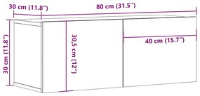 Móveis de TV 2 pcs 80x30x30cm derivados madeira carvalho fumado